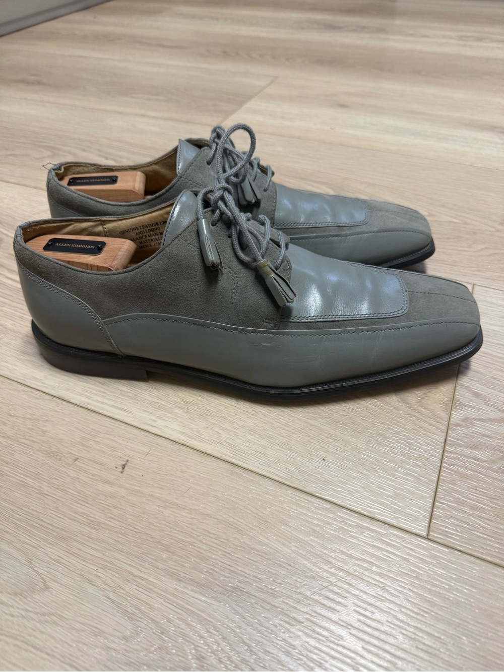 Giorgio Brutini Men's Grey Leather & Suede Lace-Up Dress Shoes Size 10.5